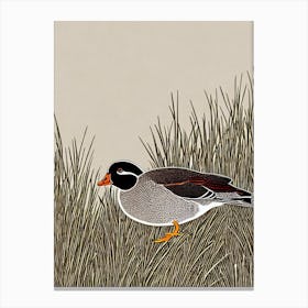Wood Duck Linocut Bird Canvas Print