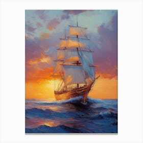 A Majestic Sailing Ship With Billowing Sails Toile