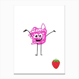 Strawberry.A work of art. Children's rooms. Nursery. A simple, expressive and educational artistic style. Canvas Print