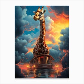 Giraffe On A Boat Canvas Print