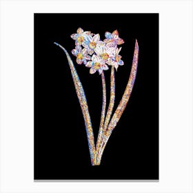 Stained Glass Narcissus Easter Flower Mosaic Botanical Illustration on Black Canvas Print