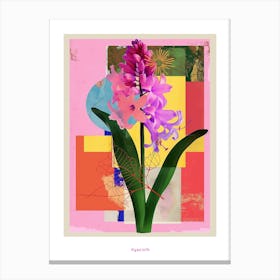 Hyacinth 2 Neon Flower Collage Poster Canvas Print