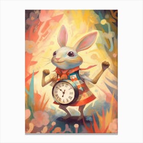 Alice In Wonderland Colourful Storybook The White Rabbit Canvas Print