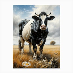 Holstein Friesian Cow Chalk Style Canvas Print