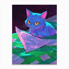 Blue Cat In Space Canvas Print