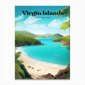 Virgin Islands National Park West Indies Beautiful Travel Illustration Canvas Print