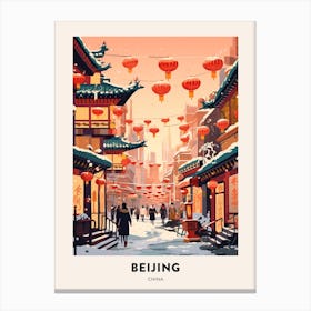 Vintage Winter Travel Poster Beijing China 3 Canvas Print