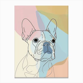 French Bulldog Pastel Watercolour Line Drawing 4 Canvas Print
