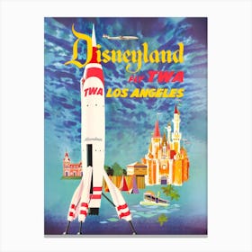 Twa Travel Poster For Disney Land By David Klein 1955 Canvas Print