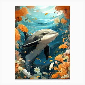 Dolphin In The Sea Canvas Print