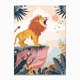 African Lion Roaring On A Cliff Illustration 1 Canvas Print