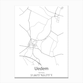 Uedem,Germany Minimalist Map Canvas Print