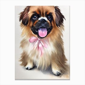 Pekingese 3 Watercolour dog Canvas Print