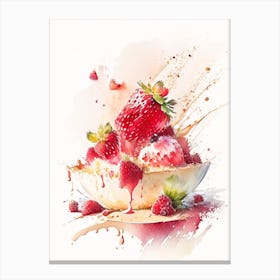 Strawberry Crumble, Dessert, Food Storybook Watercolours Canvas Print