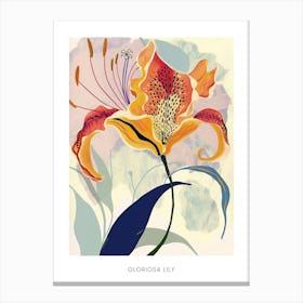 Colourful Flower Illustration Poster Gloriosa Lily 2 Canvas Print