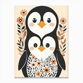 Floral Cute Baby Penguin Nursery (17) Canvas Print