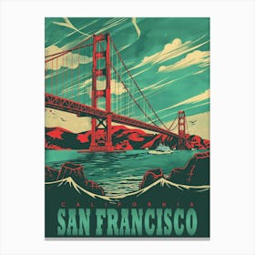 Golden Gate Bridge's Grandeur with this Vintage Poster Canvas Print