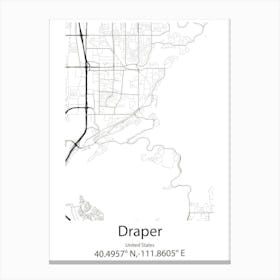 Draper,United States Minimalist Map 1 Lienzo