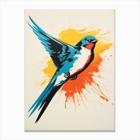 Andy Warhol Style Bird Swallow 2 Canvas Print
