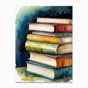 Books painted in water colors Canvas Print