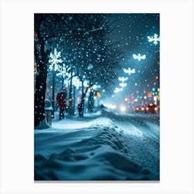 A Magical Winter Scene Layered With A Pattern Of Isolated Snowflakes Caught In A Soft Winter Storm (3) Canvas Print