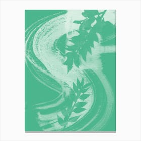 Abstract Leaves Mint Green Canvas Print