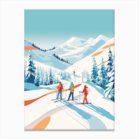 Les 3 Vallees   France, Ski Resort Illustration 3 Canvas Print