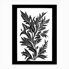 Summer Savory Leaf Linocut 2 Canvas Print