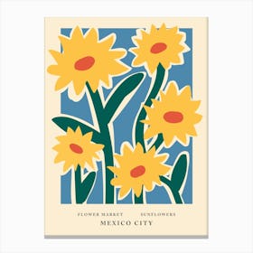 Flower Market Mexico City, Sunflowers Canvas Print