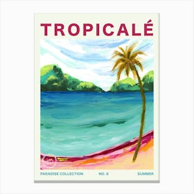 Palm Tree Beach Landscape Typography Canvas Print