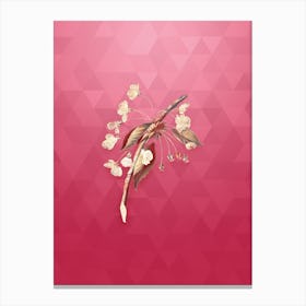 Vintage Cherry Plum Flower Botanical in Gold on Viva Magenta n.0090 Canvas Print