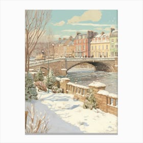 Vintage Winter Illustration Richmond England 3 Canvas Print