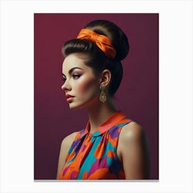 Retro Woman With Colorful Hair Canvas Print