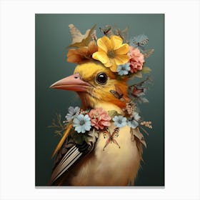 Bird With A Flower Crown American Goldfinch 3 Canvas Print