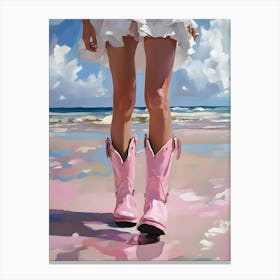 Pink Boots On The Beach Canvas Print