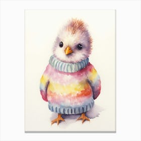 Baby Animal Watercolour Bird Canvas Print