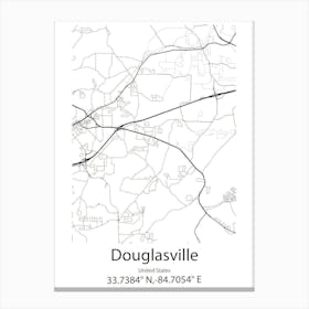 Douglasville,United States Minimalist Map Canvas Print