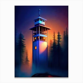 Lighthouse At Night Canvas Print