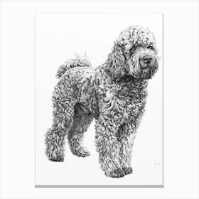 Labradoodle Dog Line Sketch 3 Canvas Print