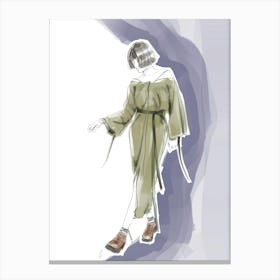 Woman In A Green Dress fashion illustration Canvas Print