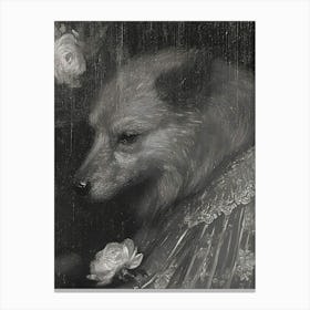 Dog With Roses Canvas Print