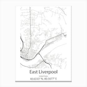 East Liverpool,United States Minimalist Map Canvas Print