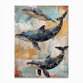 Whimsical Whales Brushstrokes 4 Canvas Print