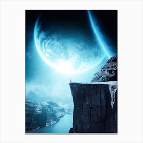 Top Cliff And Blue Planets Canvas Print