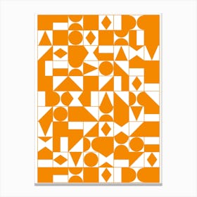 Orange And White Geometric Pattern Canvas Print