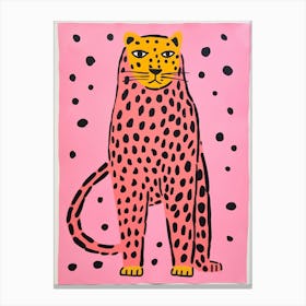Pink Polka Dot Cheetah 3 Canvas Print
