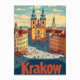 Aihrgdesign A Classic 1960s Travel Poster For Krakow 3 Canvas Print