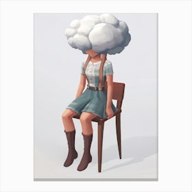 Girl With A Cloud On Her Head Canvas Print