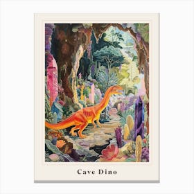 Colourful Dinosaur In A Crystal Cave 2 Poster Canvas Print