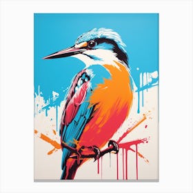 Andy Warhol Style Bird Kingfisher 4 Canvas Print